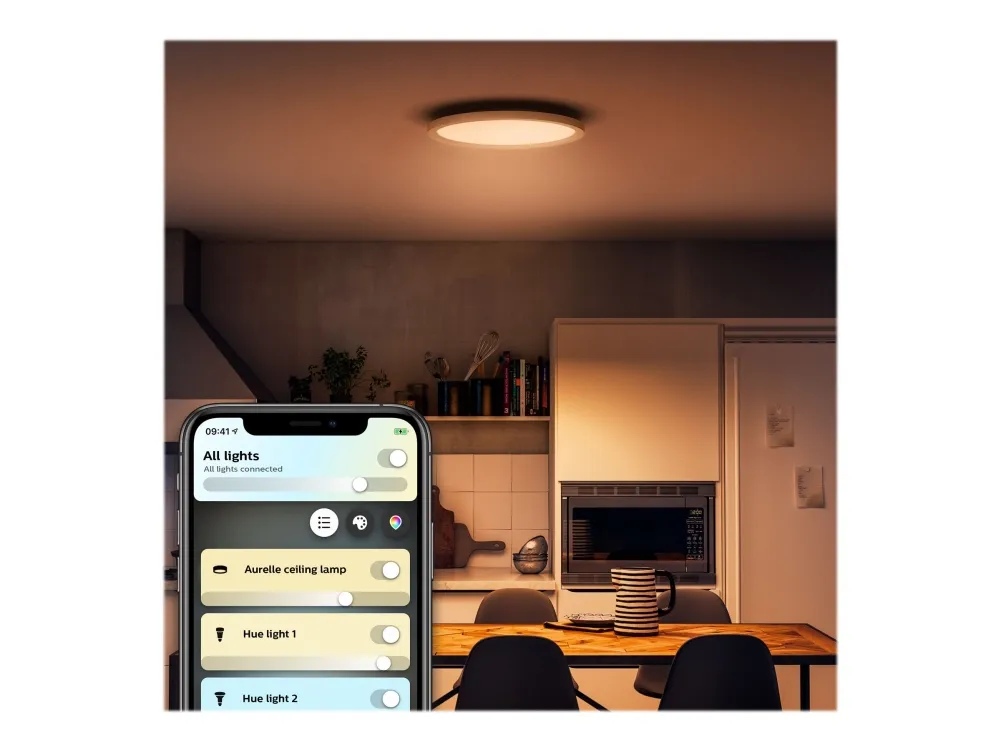 Philips Hue White ambiance Aurelle - Loftslampe - LED - 24.5 W - køligt dagslys/varmt hvidt lys - rund - hvid