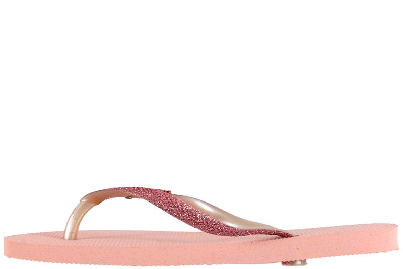 HAVAIANAS SLIM GLITTER KLIPKLAPPER I LYSERØDT GUMMI