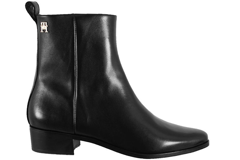 TOMMY HILFIGER LOW COWBOY FLAT LEATHER BLACK
