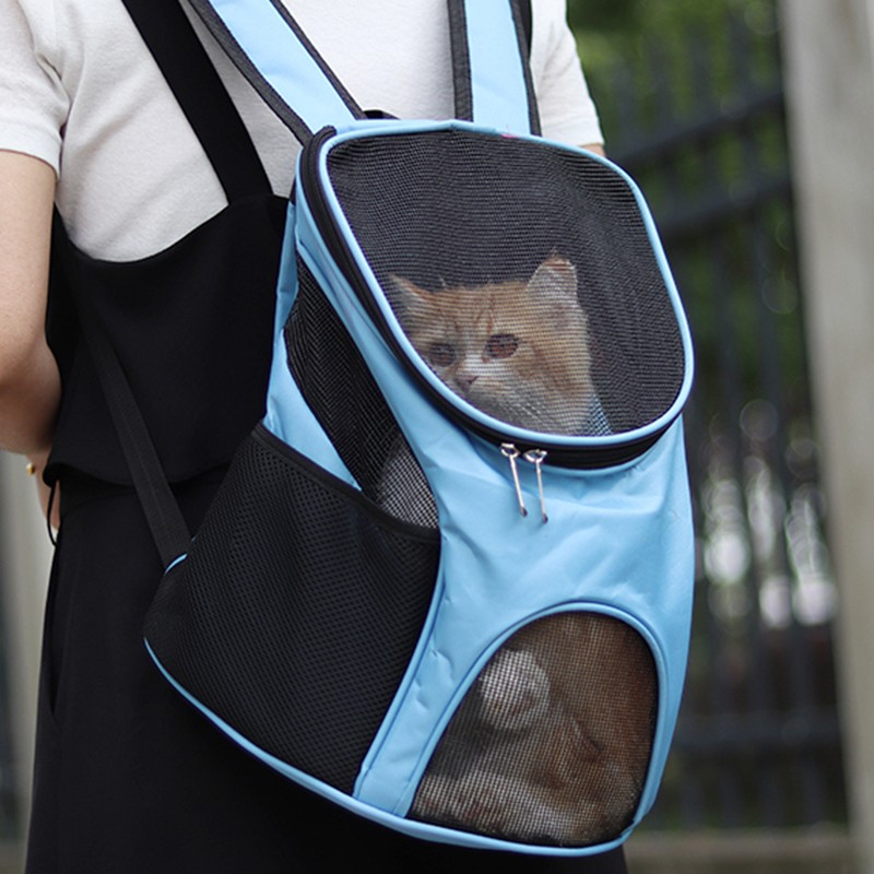 (34x30x25cm) Haustier Reise Rucksack Transporttasche mit Sichtfenster für Hunde / Katzen - Grau