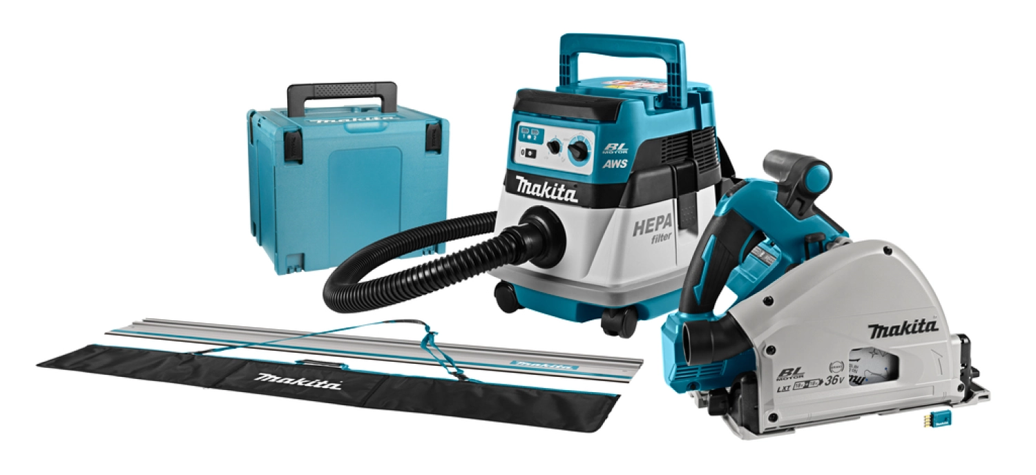 Makita DLX2274JX1 36V (2x 18V) Li-Ion accu invalcirkelzaag (DSP601ZJU) & Stofzuiger (DVC864LZX1) combiset