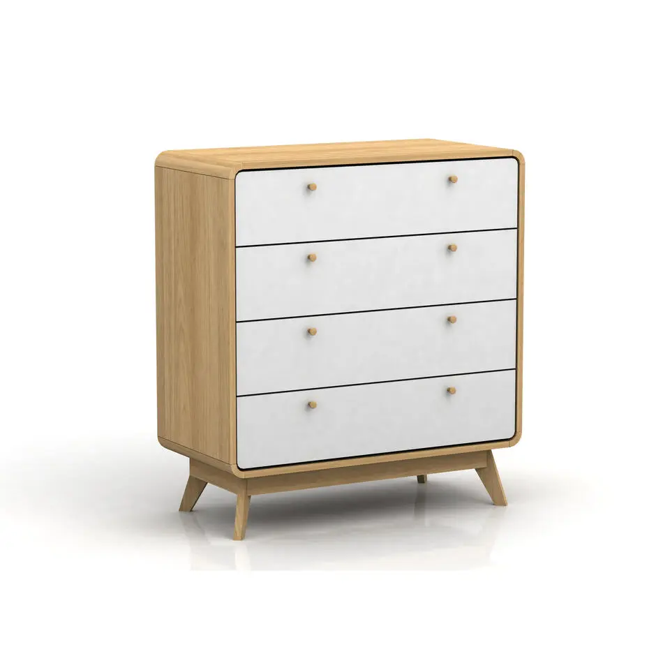 Cassie - Commode met 4 laden in eikenlook / wit