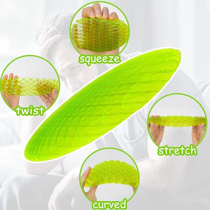 (Ø10cm) Anti Stress Morphi Flex Kinder Wurm Spielzeug Erweiterbare Fidget Gitter Scheibe - Grün