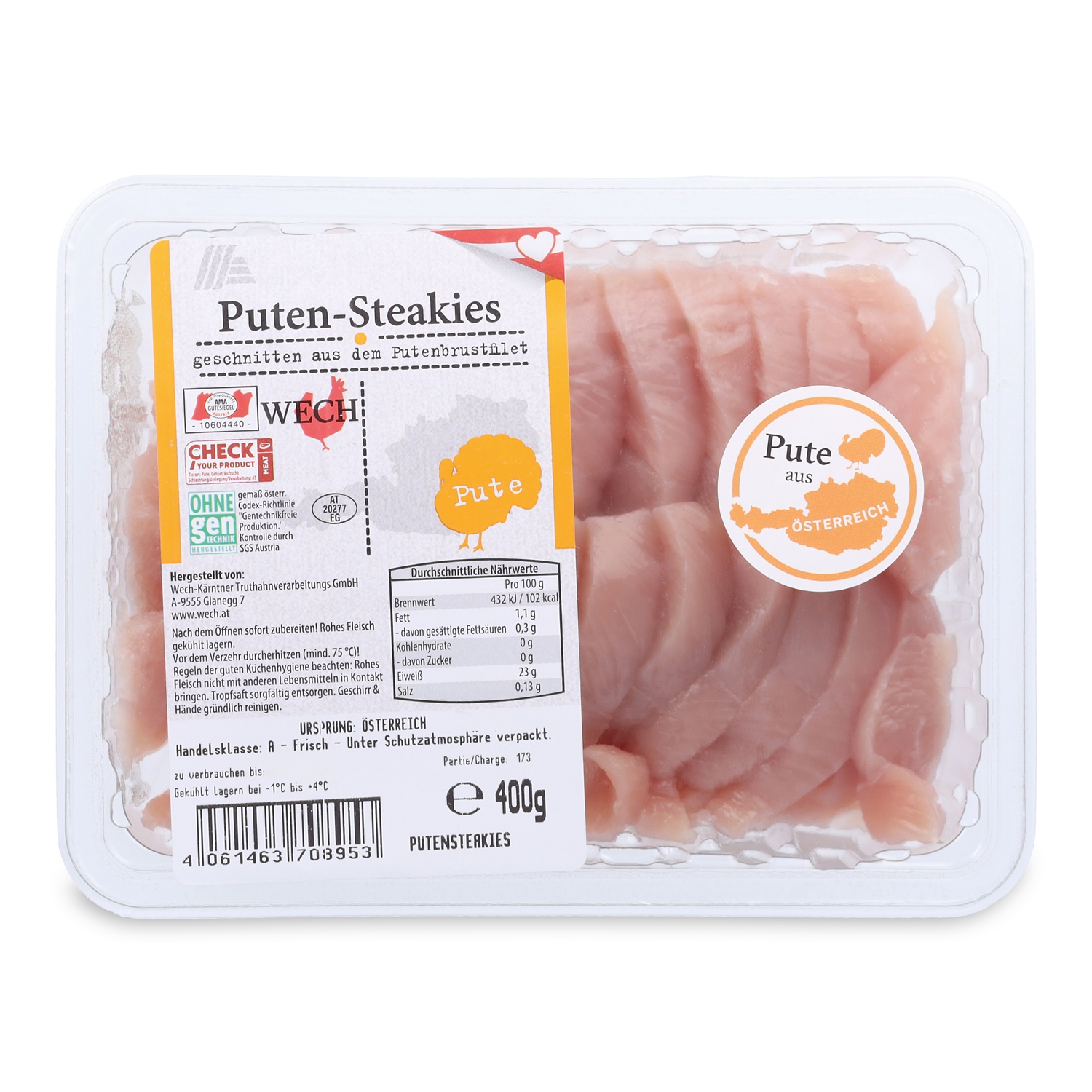 GENUSS 100% AUS ÖSTERREICH Geflügel-Steakies, Pute 400 g