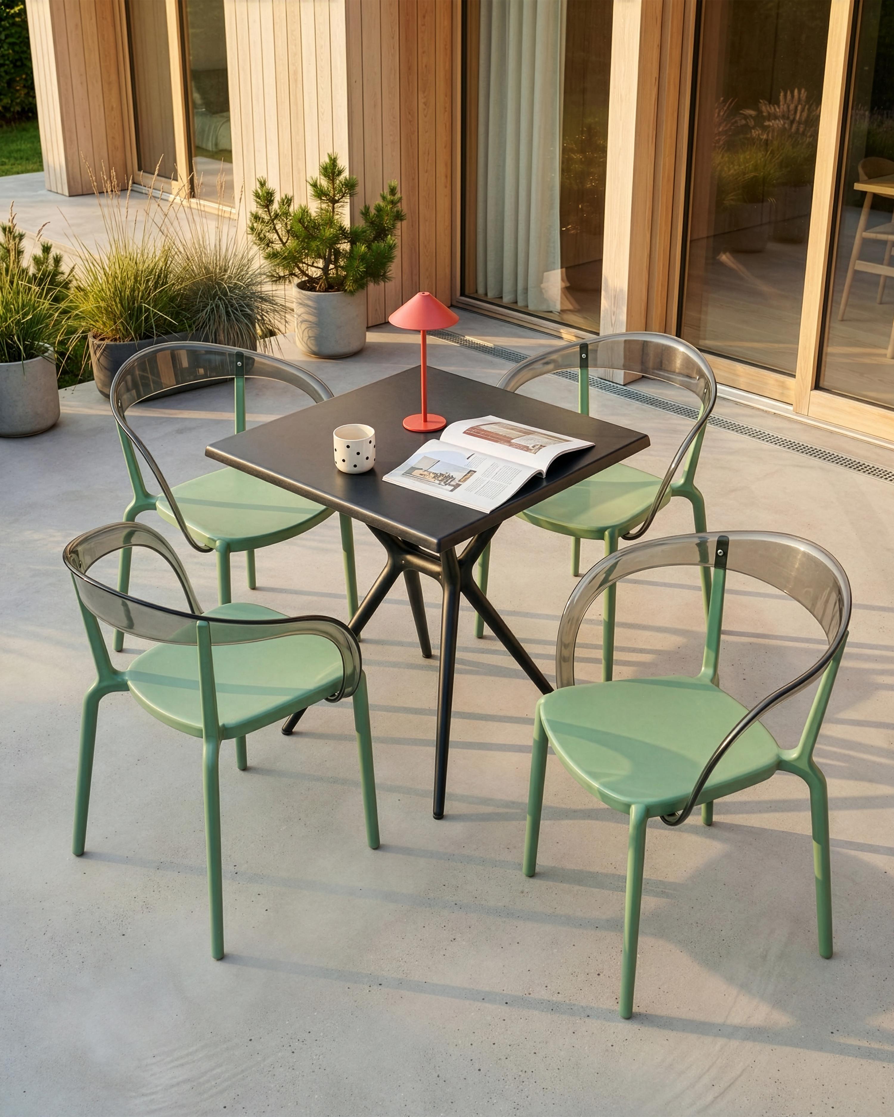 Set van 4 tuinstoelen MALEVIZI stapelbaar Groen