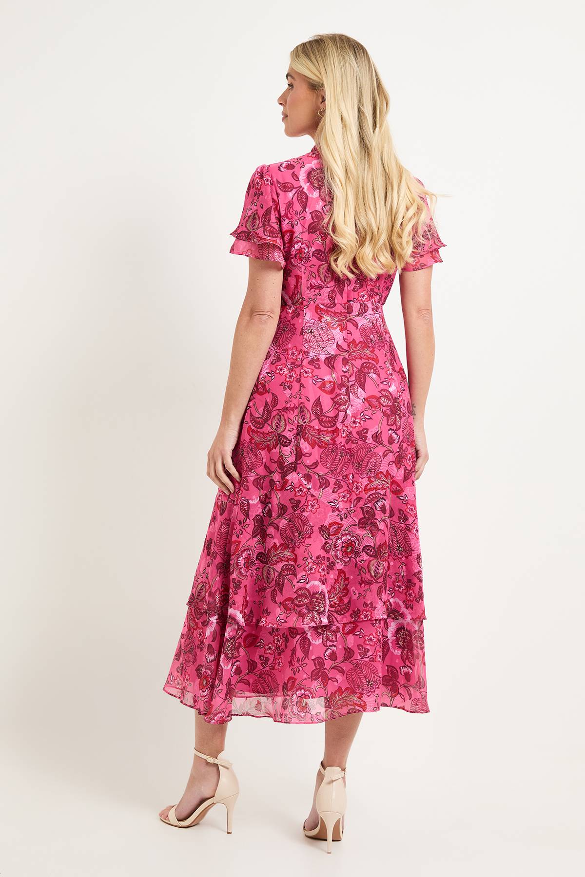 Wallis Robe Midi À Volants En Dévoré Paisley Petite Taille