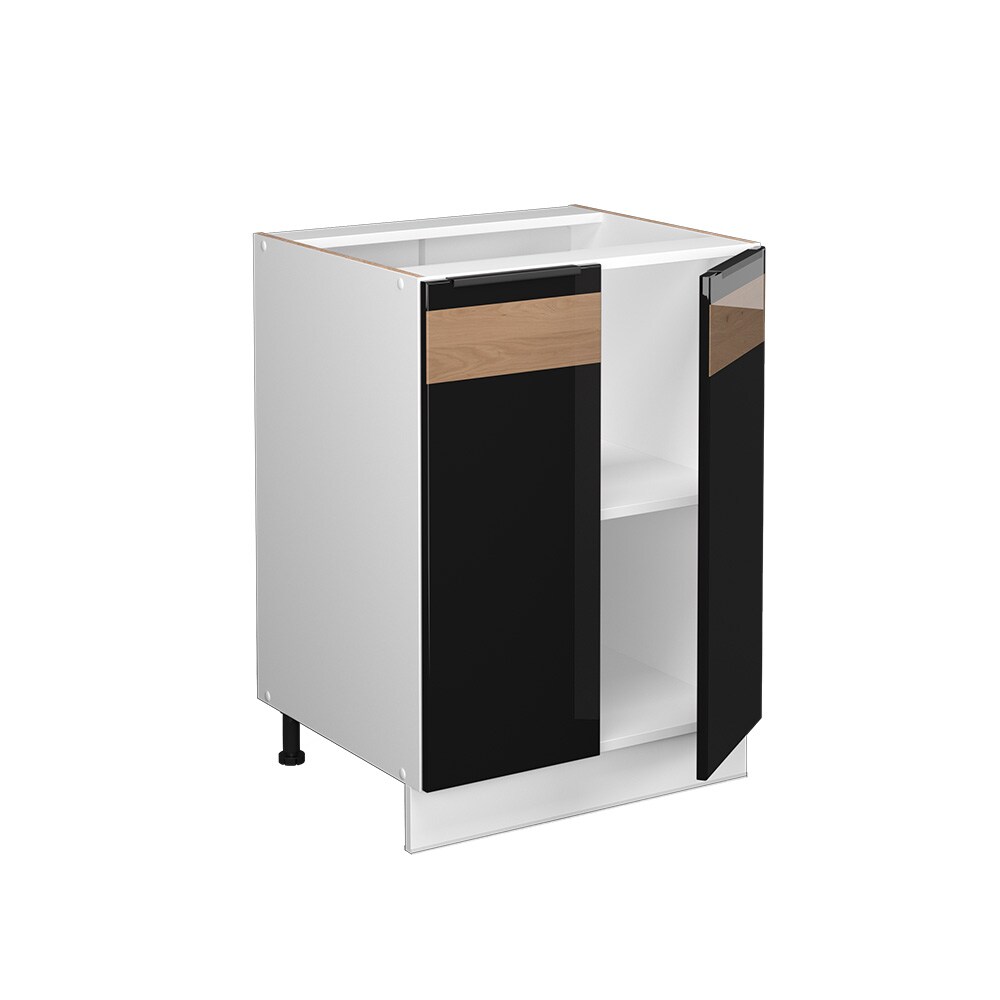 Vicco Unterschrank Küchenschrank Küchenmöbel Fame-Line Weiß Schwarz Eiche 60 cm modern Hochglanz