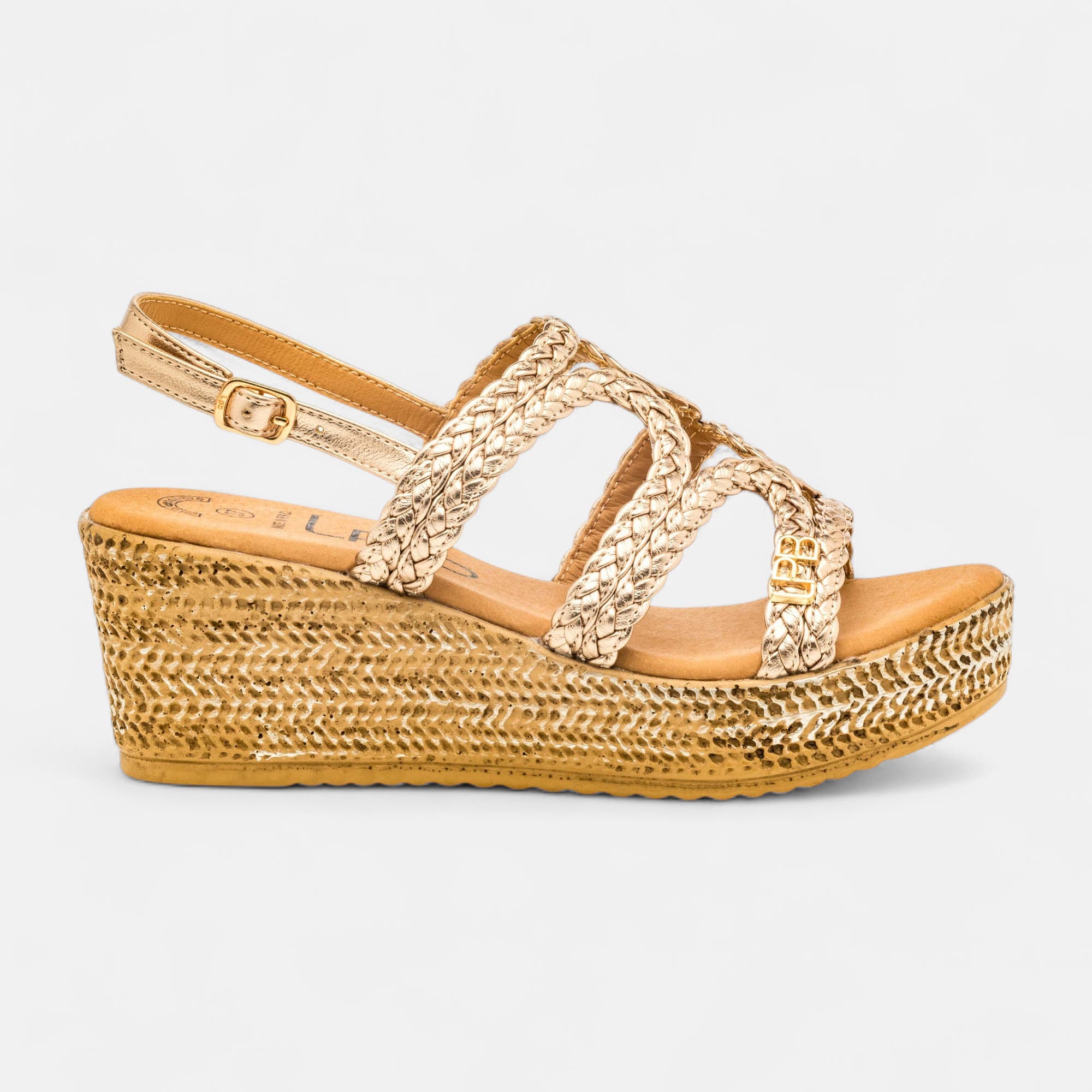 Nu-pieds à talon compensé Femme or