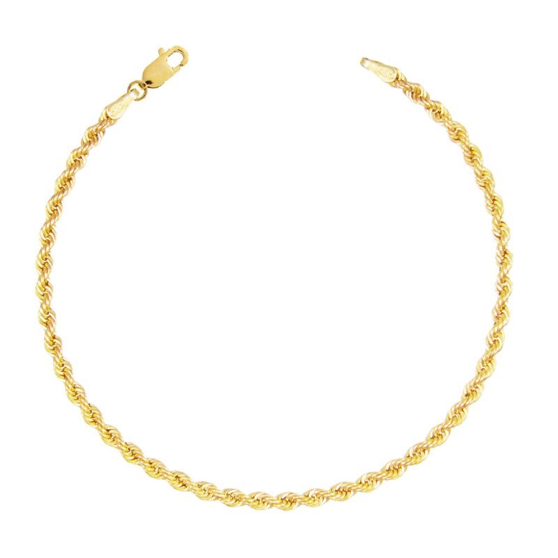 Bracelet Argent 925/000 Doré - Maille Corde 3mm