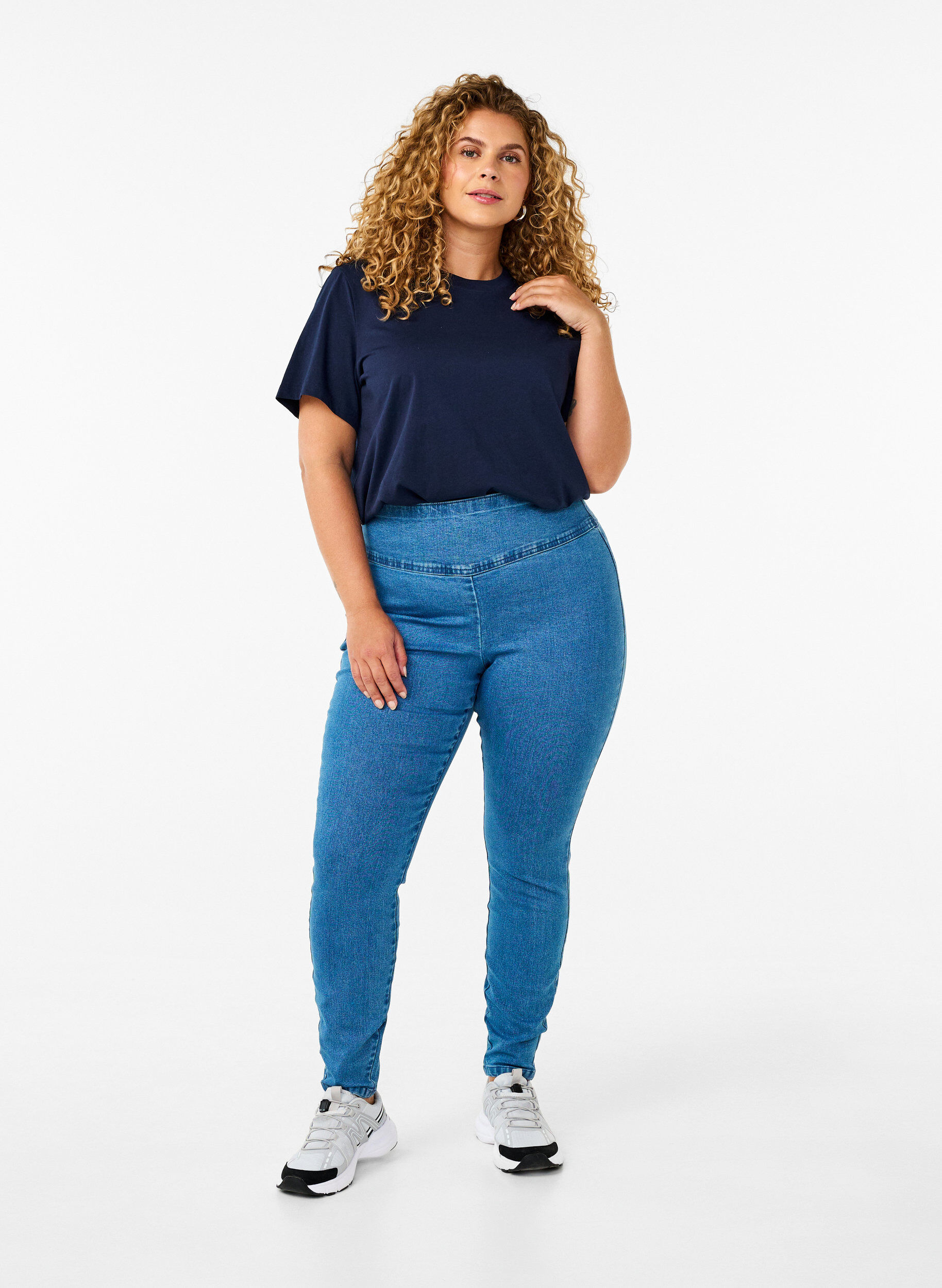 Stretchy jeggings med høj talje
