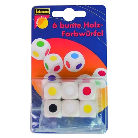 Idena Würfel Holz, bunt 16mm, 6 Stück