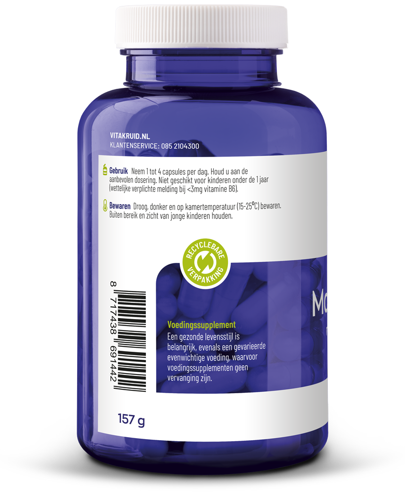 Vitakruid Magnesium Tauraat Met Vitamine B6 (P-5-P) (180 vega capsules)