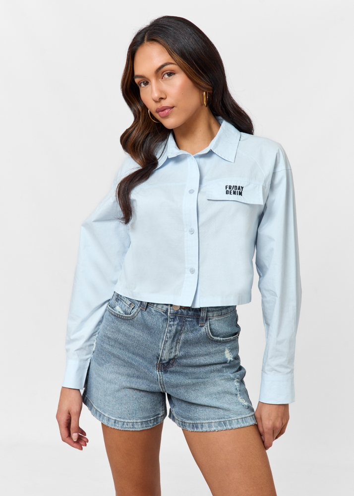 Friday Denim cropped blouse lichtblauw