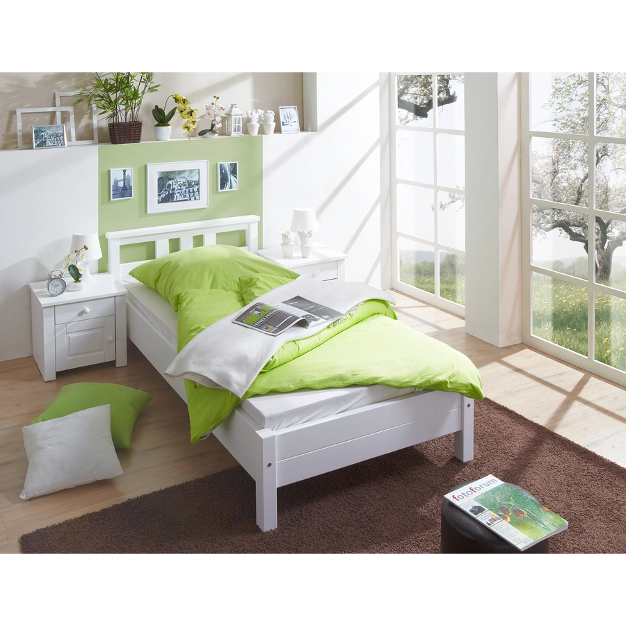 TICAA Einzelbett und Doppelbett Merci Kiefer Weiß Weiß