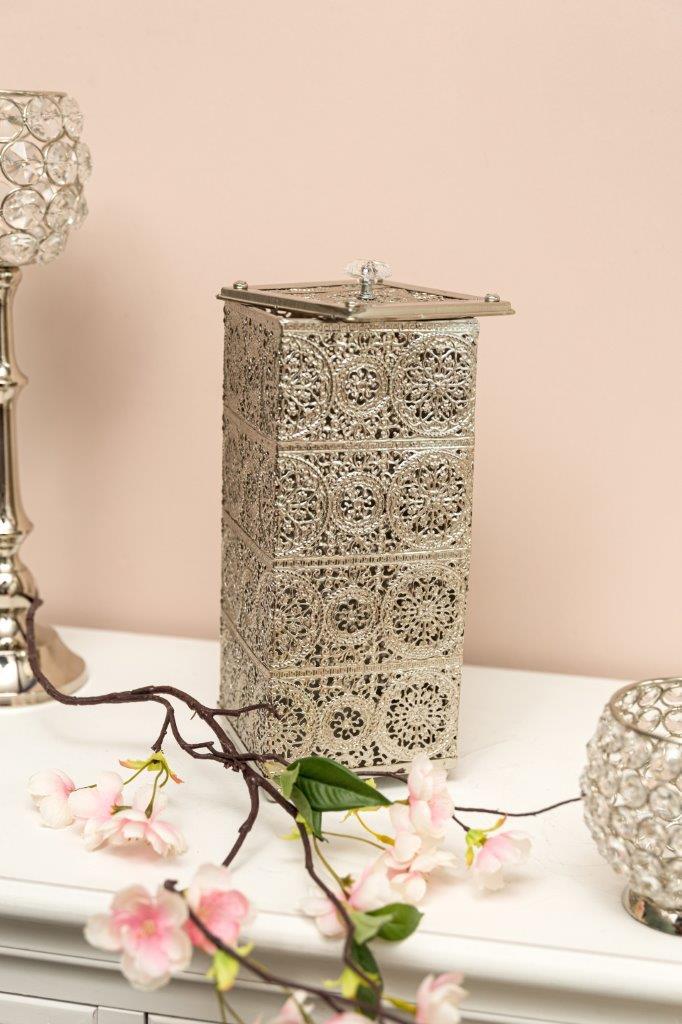 Aufbewahrungsbox KELIA - silber - Metall - 28 cm