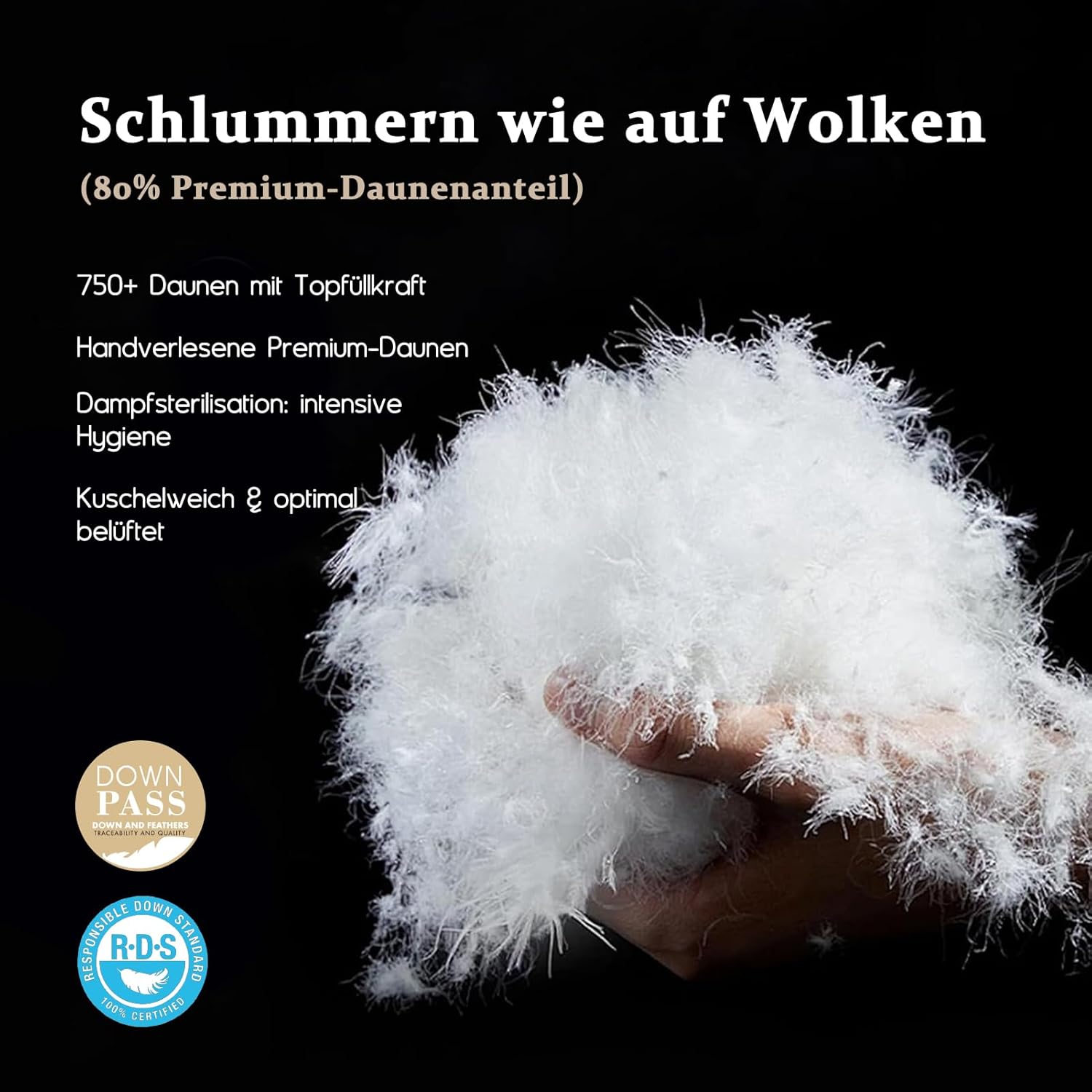 BPC Daunendecke 200x200 100% Bio-Baumwolle, 80% Daunen und 20% Federn 4 Jahreszeiten Bettdecke, Extra Weich Ganzjahresdecke, Atmungsaktiv Federbetten 200x200 cm, Fluffy Medium Down Duvet 2x2m