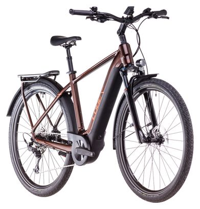 VTC Électrique Cube Touring Hybrid Pro 625 Shimano Cues 11V 625 Wh 700 mm Marron Orange Cinnamon 2025