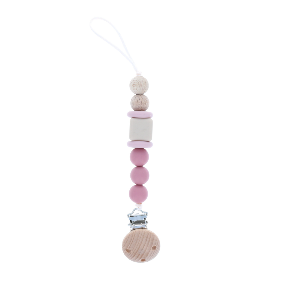 Attache tétine rose silicone Amande
