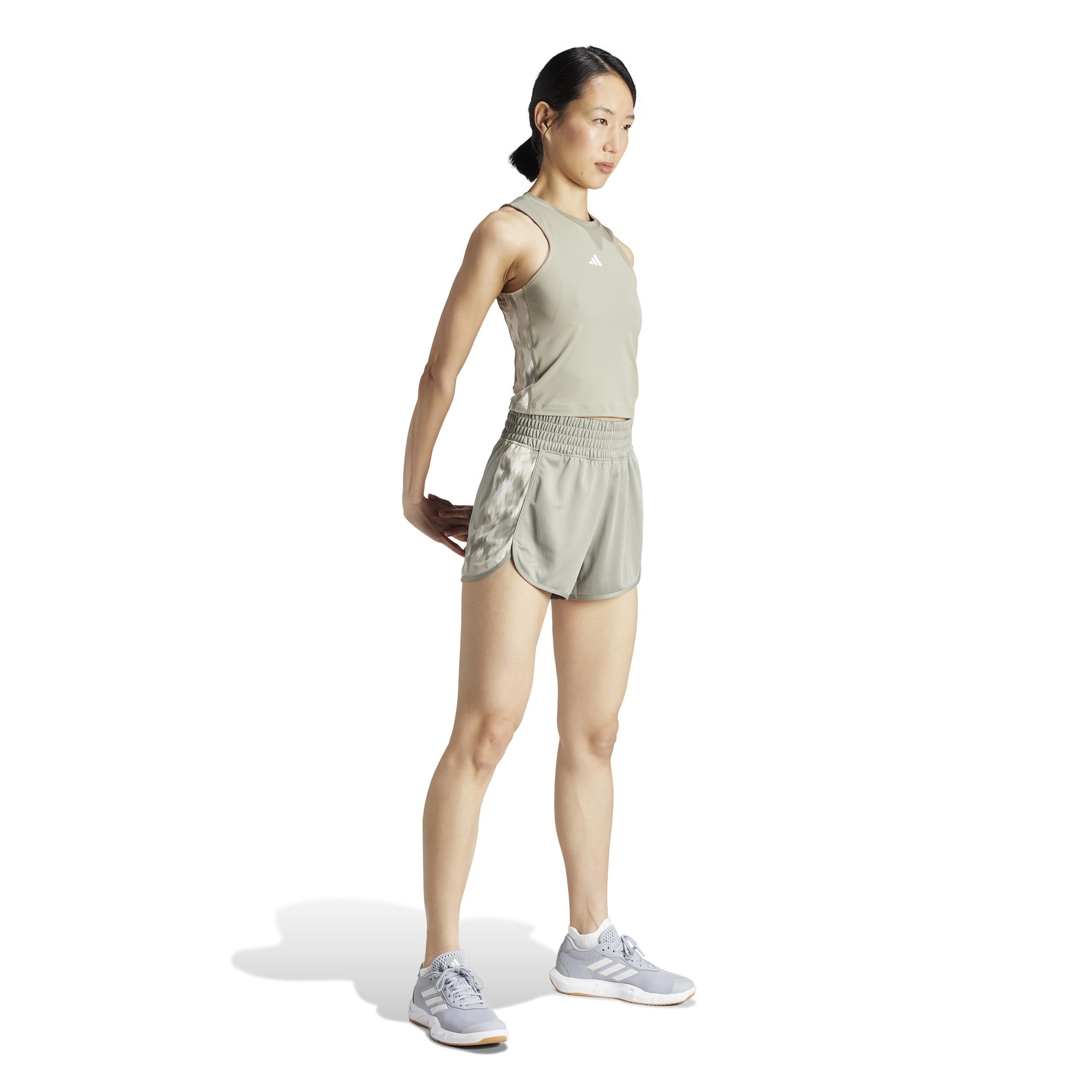 adidas Pacer Flower Knit Shorts Femmes - Sauge