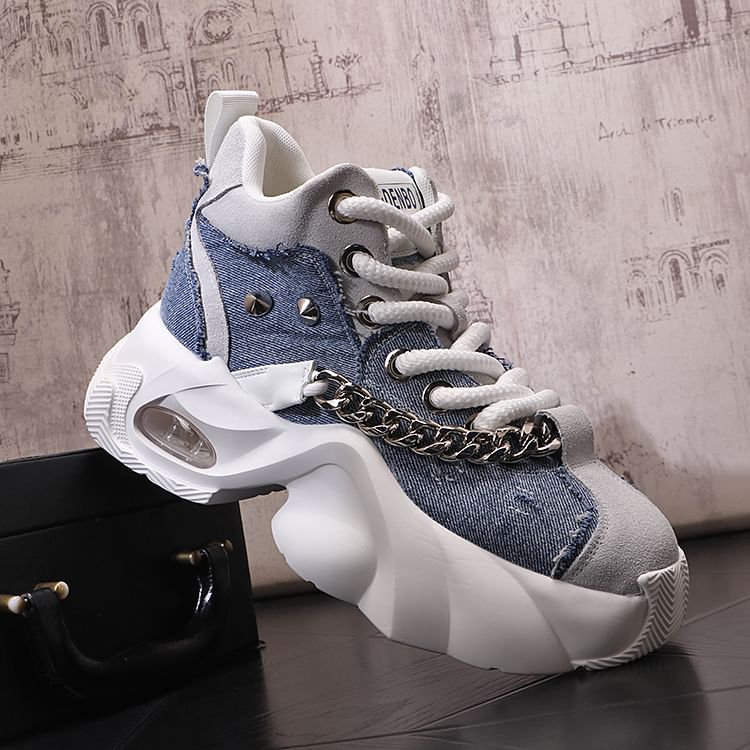Mr Ozera - Label Applique Platform High-Top Sneakers