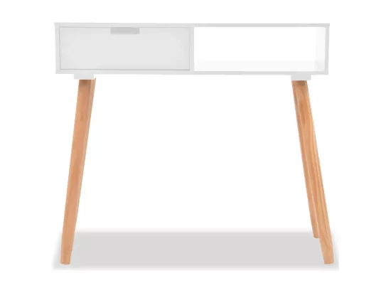 Table console Bois de pin massif 80 x 30 x 72 cm Blanc