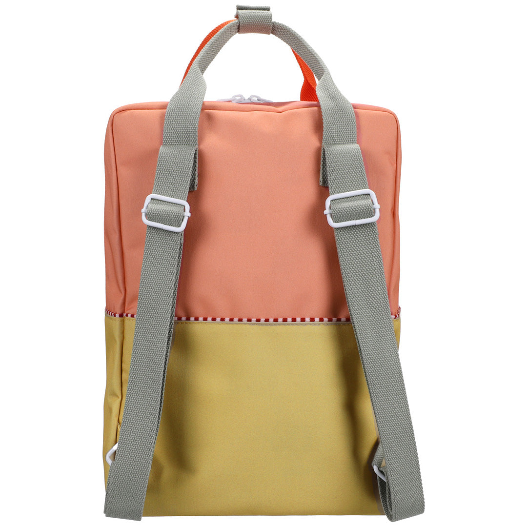 sticky lemon rugzak colourblocking - coral pink - reed green - 38 cm