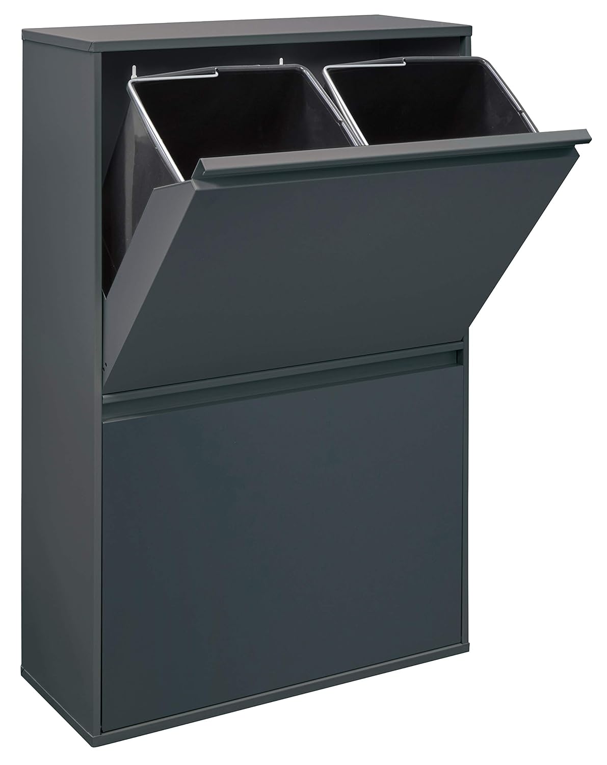 ARREGUI Basic CR604-B Poubelle de Recyclage Cuisine 4 Bacs | 4 x 17 L (68 L) | Poubelle de Tri Sélectif 4 Rangements | Meuble Poubelle en Acier avec 4 Seaux | Sac Poubelle | anthracite : Cuisine et Maison