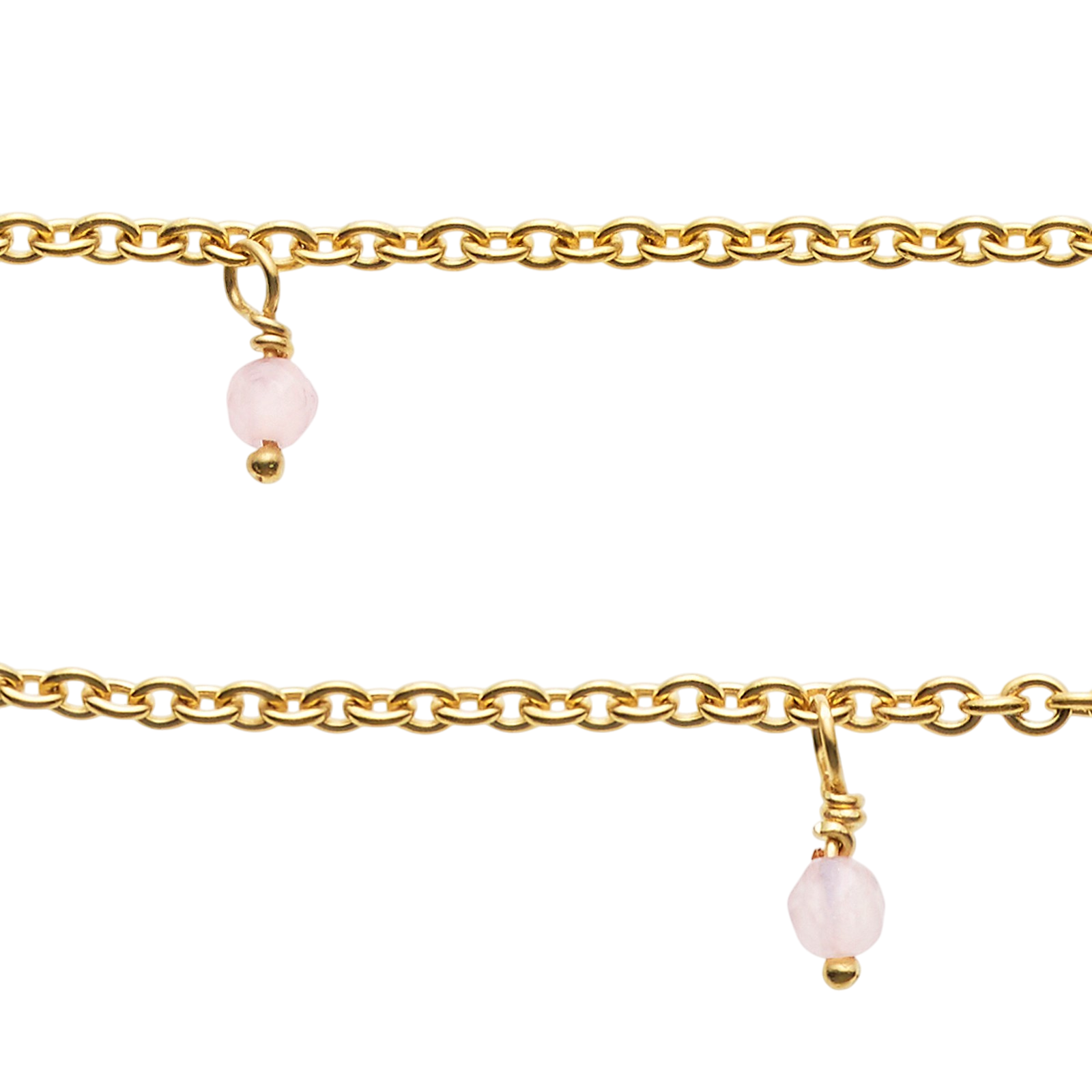 Collier mit 14 Rosenquarz Steinen, vergoldet