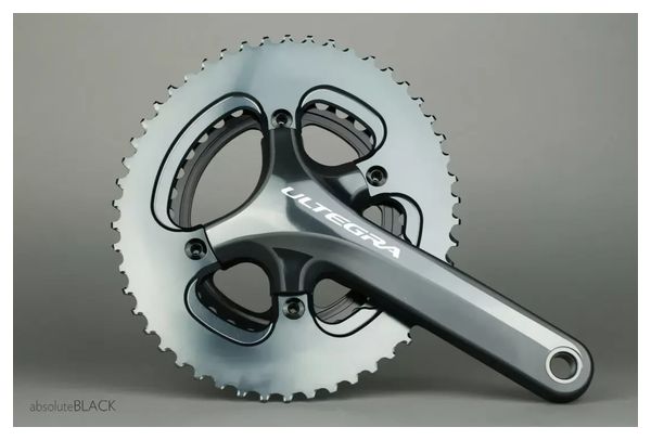 Plateau Ovale AbsoluteBlack Silver Series Oval Road 2X 110/4 BCD Chainring pour Transmission Shimano 11V Gris