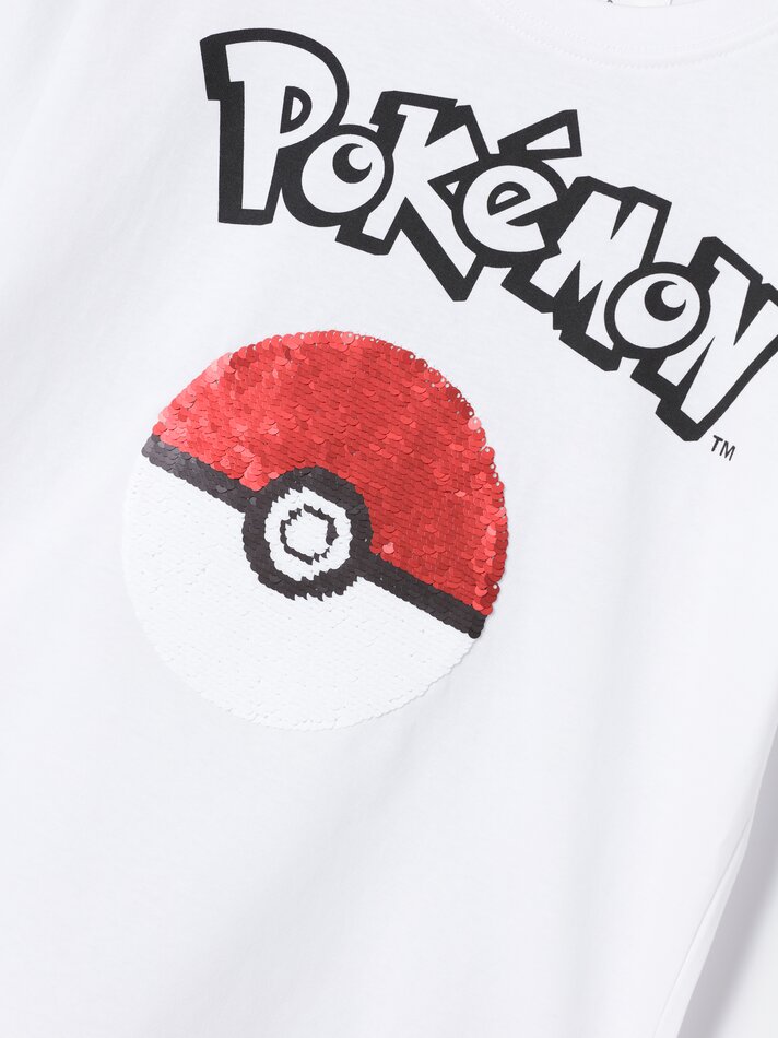 Camiseta Pokémon™ com lantejoulas mágicas - Branca