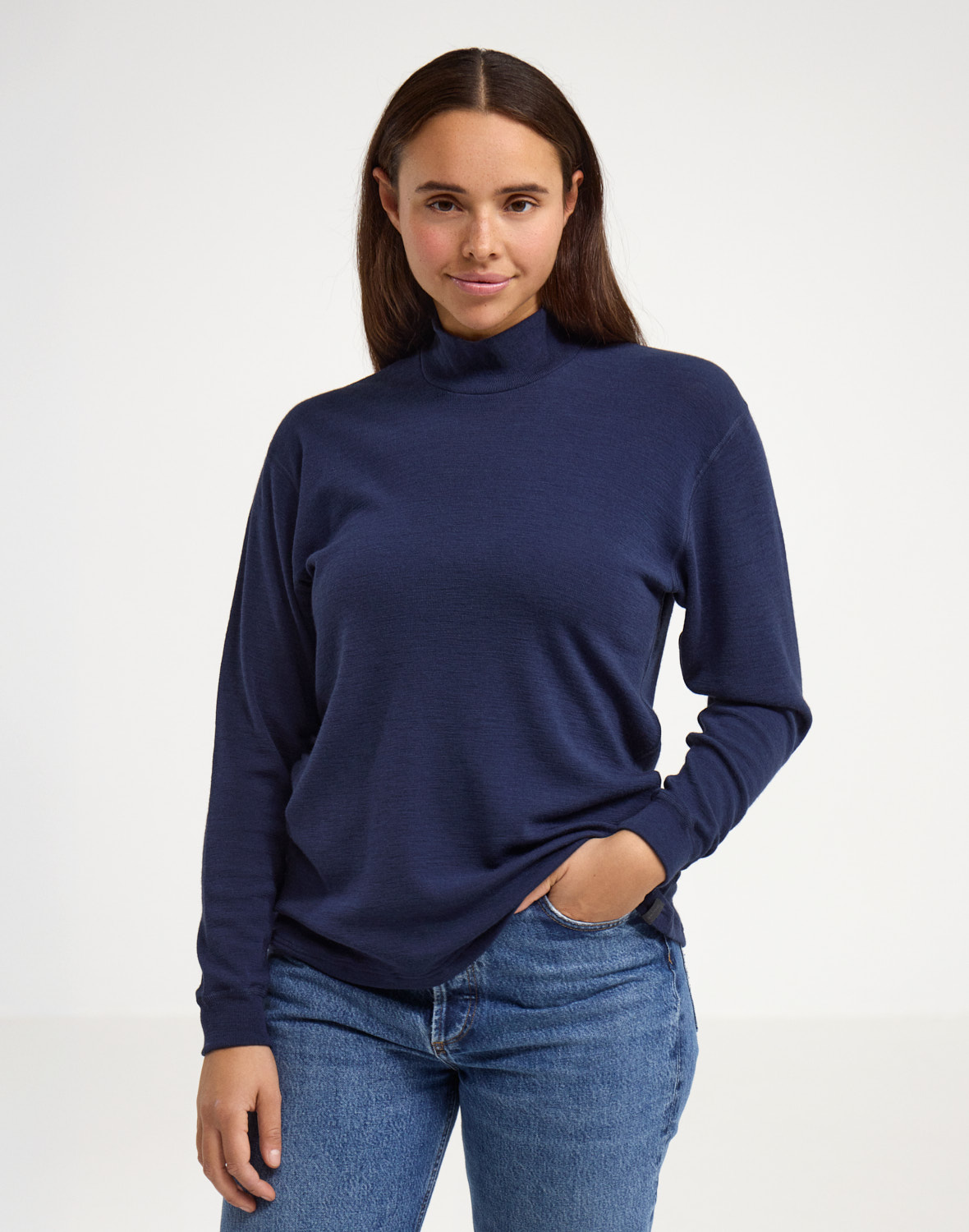 Shirt met hoge kraag van merinowol voor dames