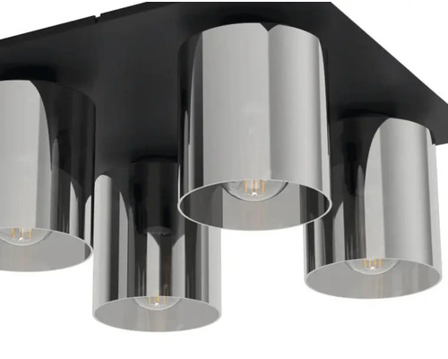 Plafondlamp 4-lichts 38x38 cm Gorosiba zwart/transparant
