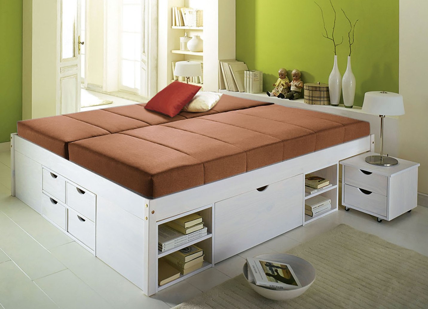 Funktionsbett aus massivem Kiefernholz