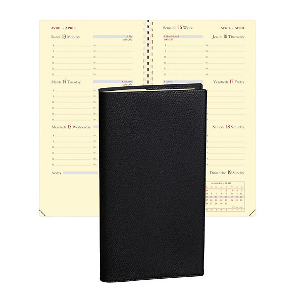 Quo Vadis Agenda de poche semainier PLANORIZON à spirale - 8,8 x 17 cm - Noir - 2026