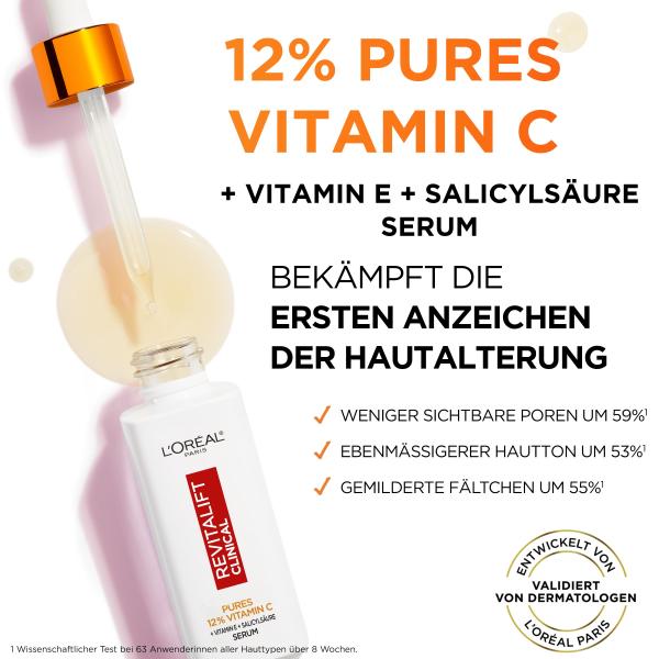 L'OREAL PARIS Revitalift Clinical 12% pures Vitamin C Serum   Vitamin E   Salicylsäure 30 ml