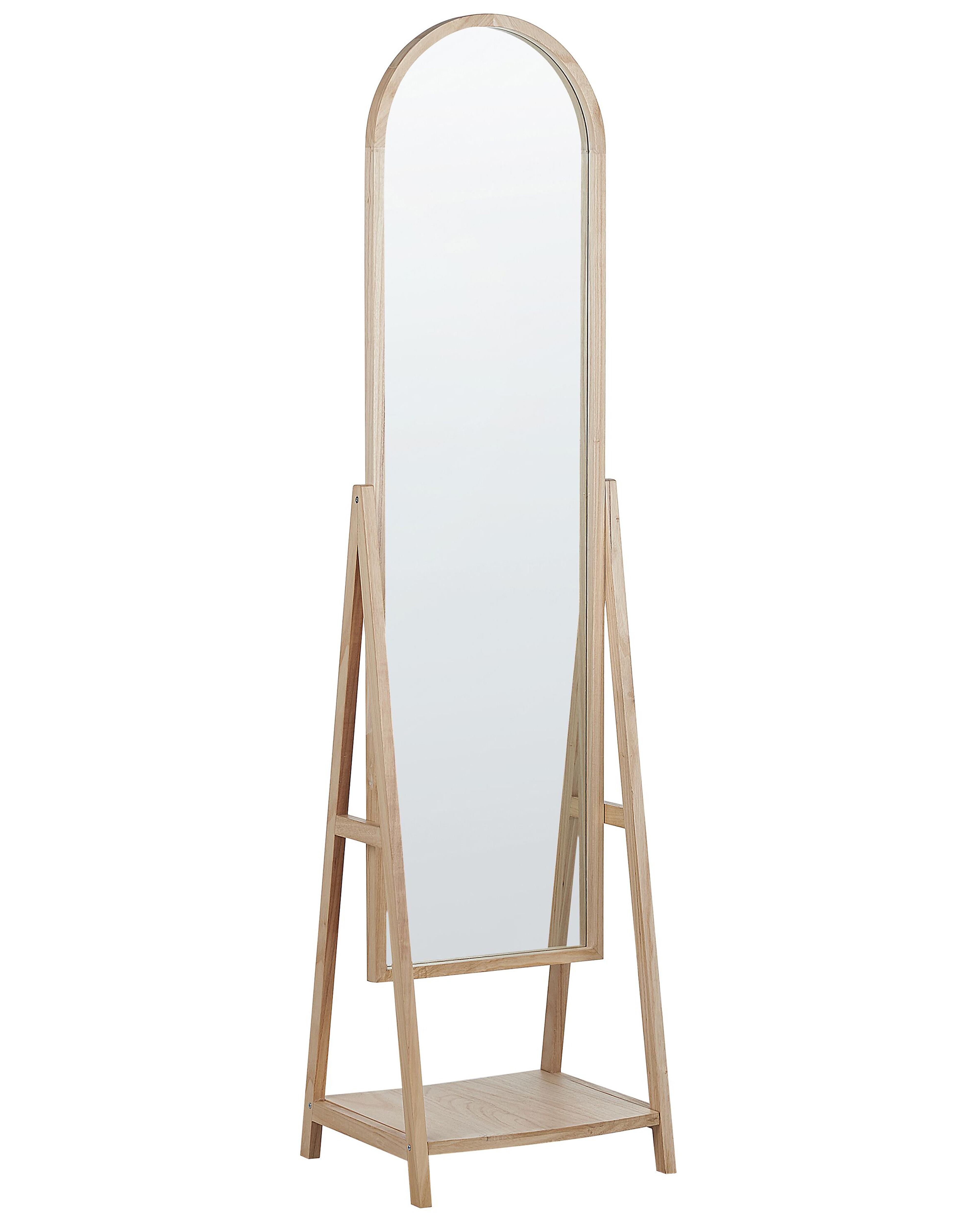Staande spiegel met schap CHAMBERY 170 cm Paulowniahout Lichtbruin