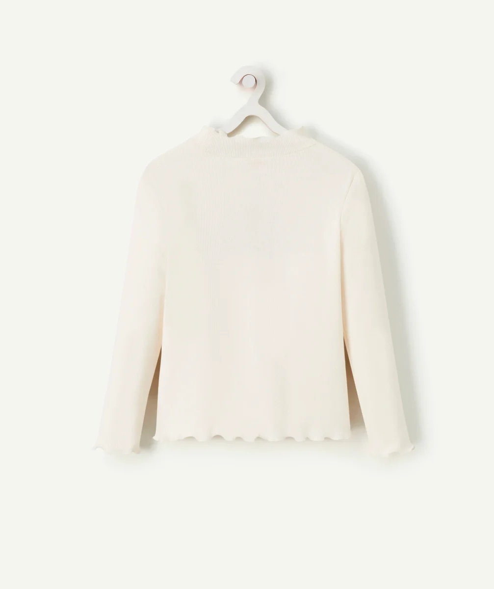 SOUS-PULL À CÔTES FILLE EN COTON BIOLOGIQUE BLANC
