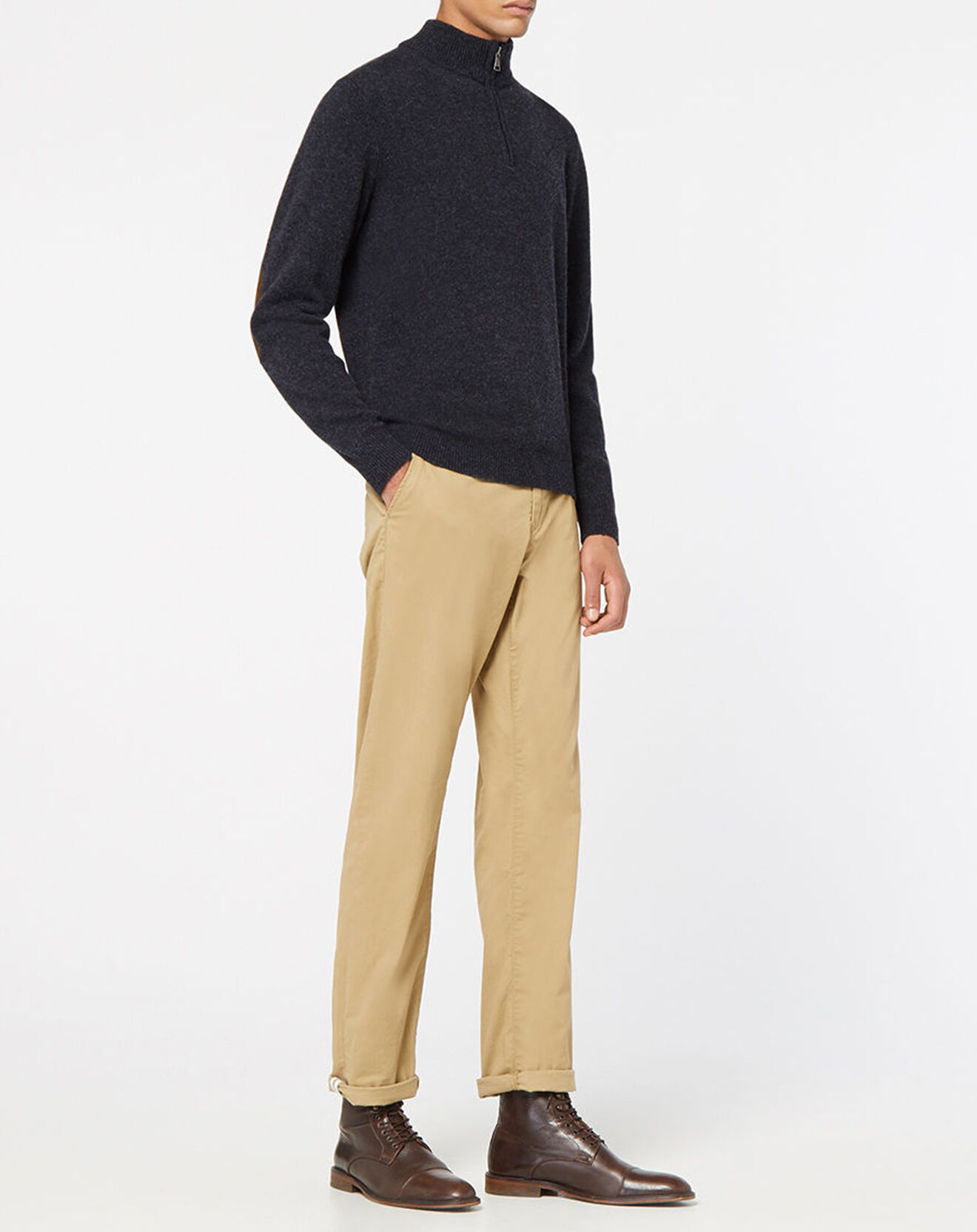 Hackett London Pull 100% Laine d'agneau zippé gris foncé
