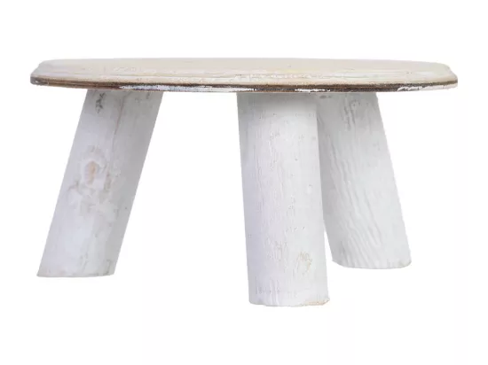 Support pour pot de fleurs en bois blanc 15x15x7h cm