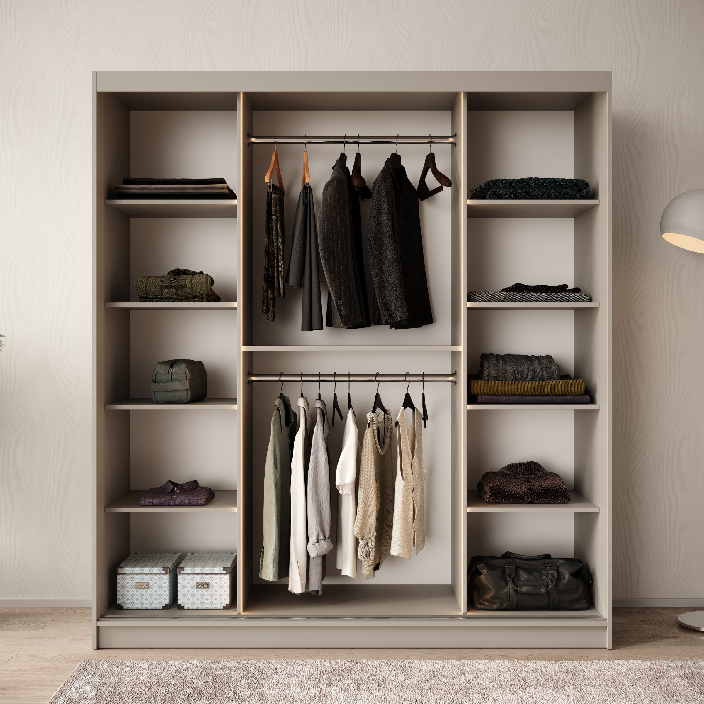Bravanti - Kledingkast - Beige - 180x62x200 cm