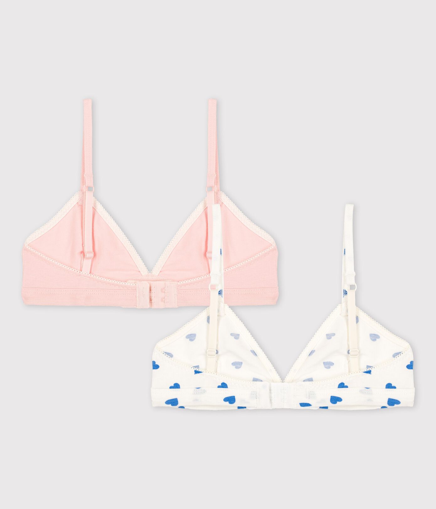 Lot de 2 soutiens-gorge cœurs fille en coton et élasthanne
