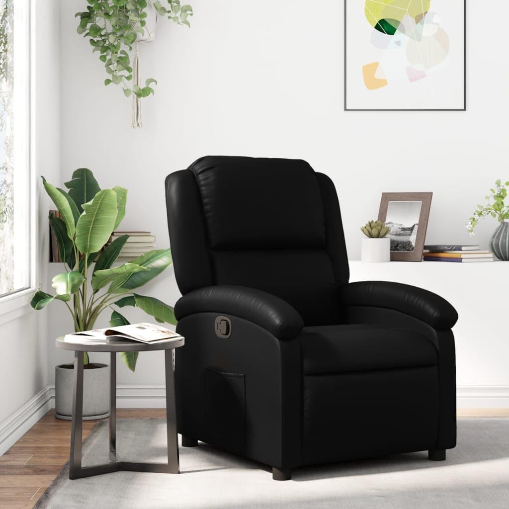 Liegesessel,Relaxsessel Kunstleder Schwarz Fernsehsessel mit Liegefunktion Schlafsessel,Relaxstuhl für Wohnzimmer Schlafzimmer Büro