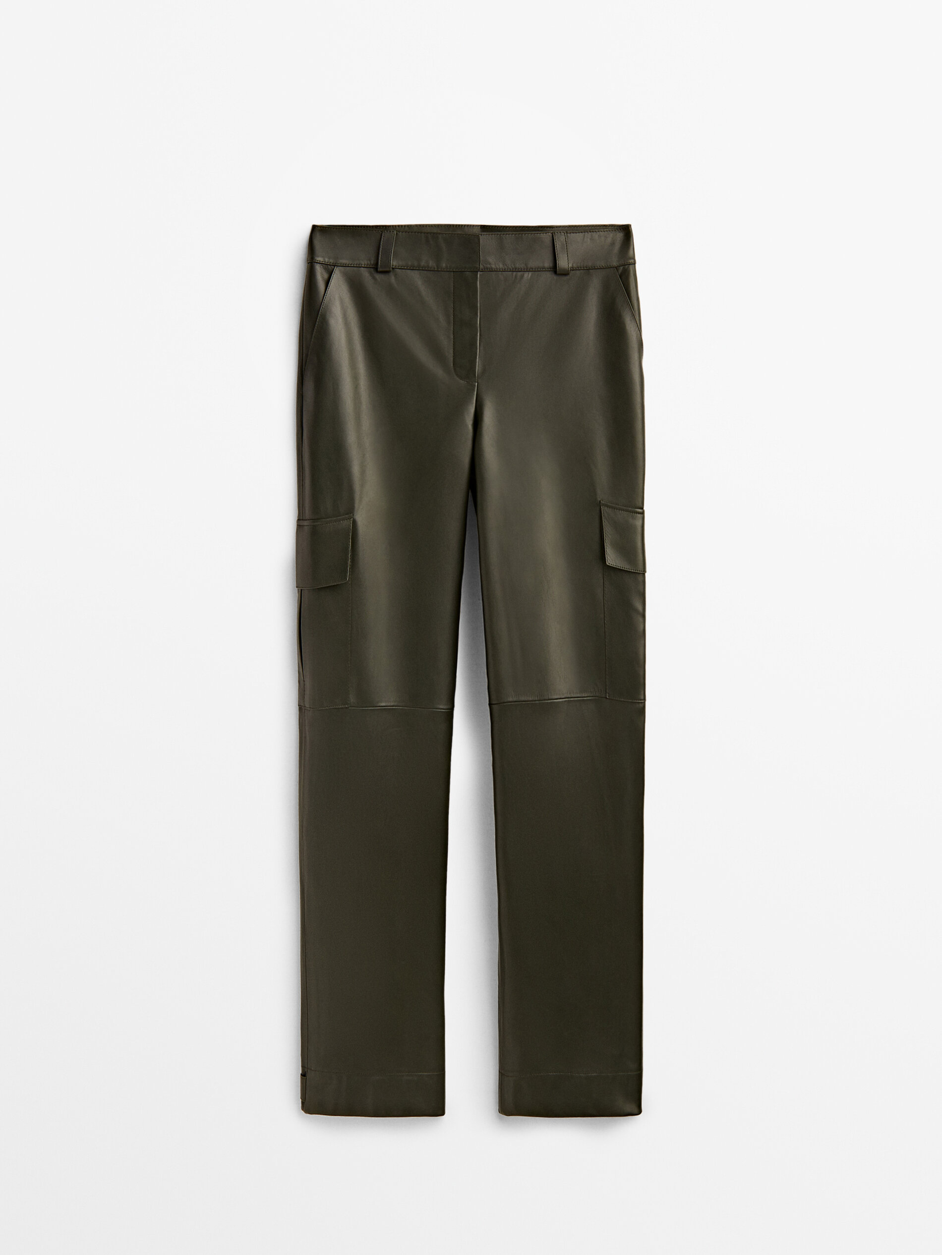Calça cargo em couro Napa - VERDE