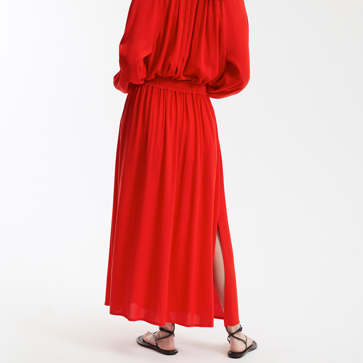 COLEÇÕES LA REDOUTE<br>Lange uitlopende rok, van crepon