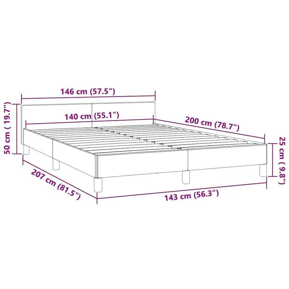 vidaXL - Bed frame zonder matras - Zwart - Fluweel - 140x200 cm