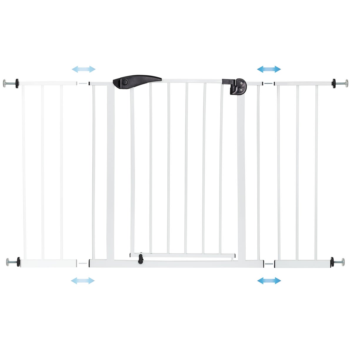 ECD Germany Veiligheidshek voor kinderen, honden en katten, 95-105 cm inclusief 20 cm verlengstuk, geen boren nodig, wit, dubbelzijdig, zelfsluitend, metalen klemhek, traphek, slagboom