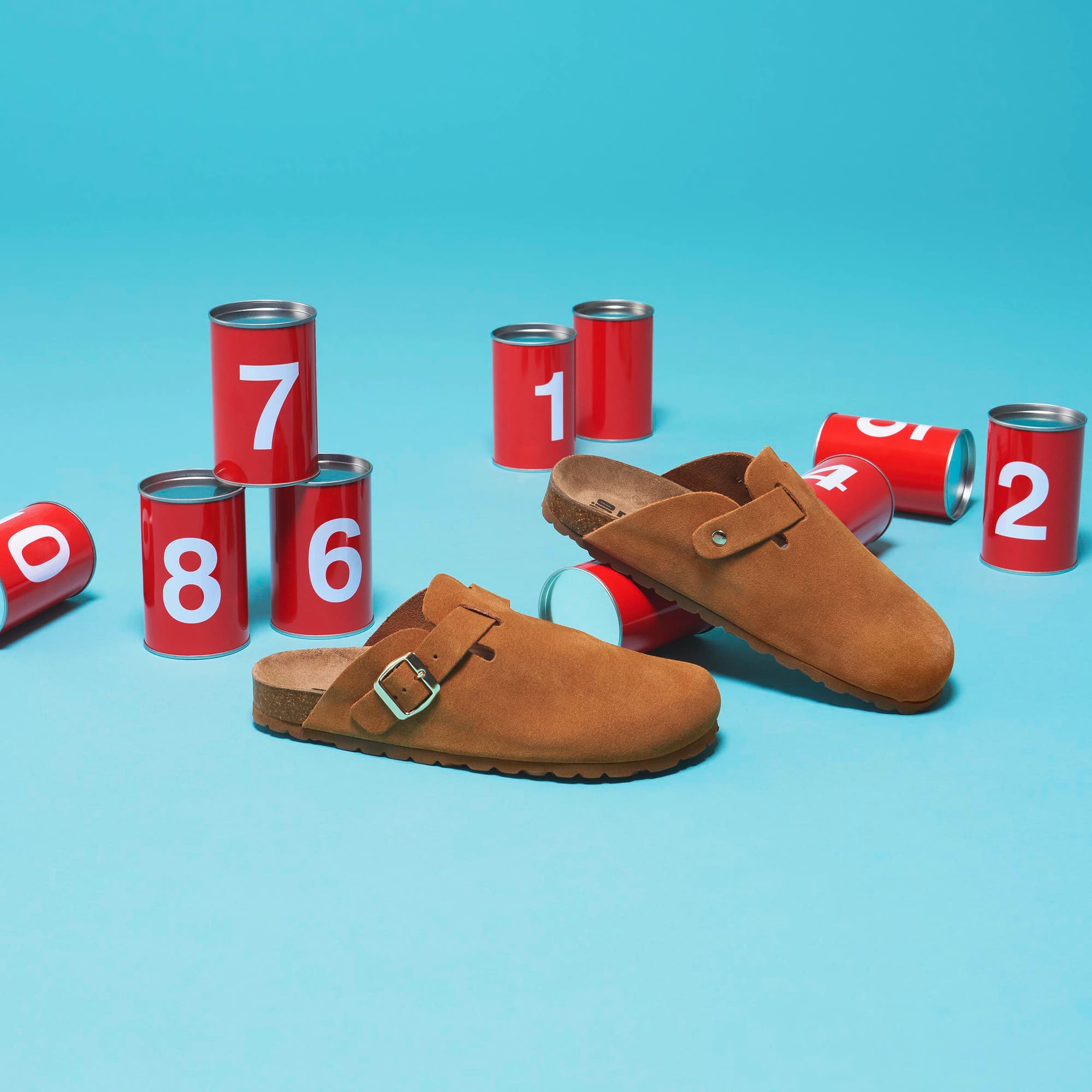 Mules Femme en cuir cognac