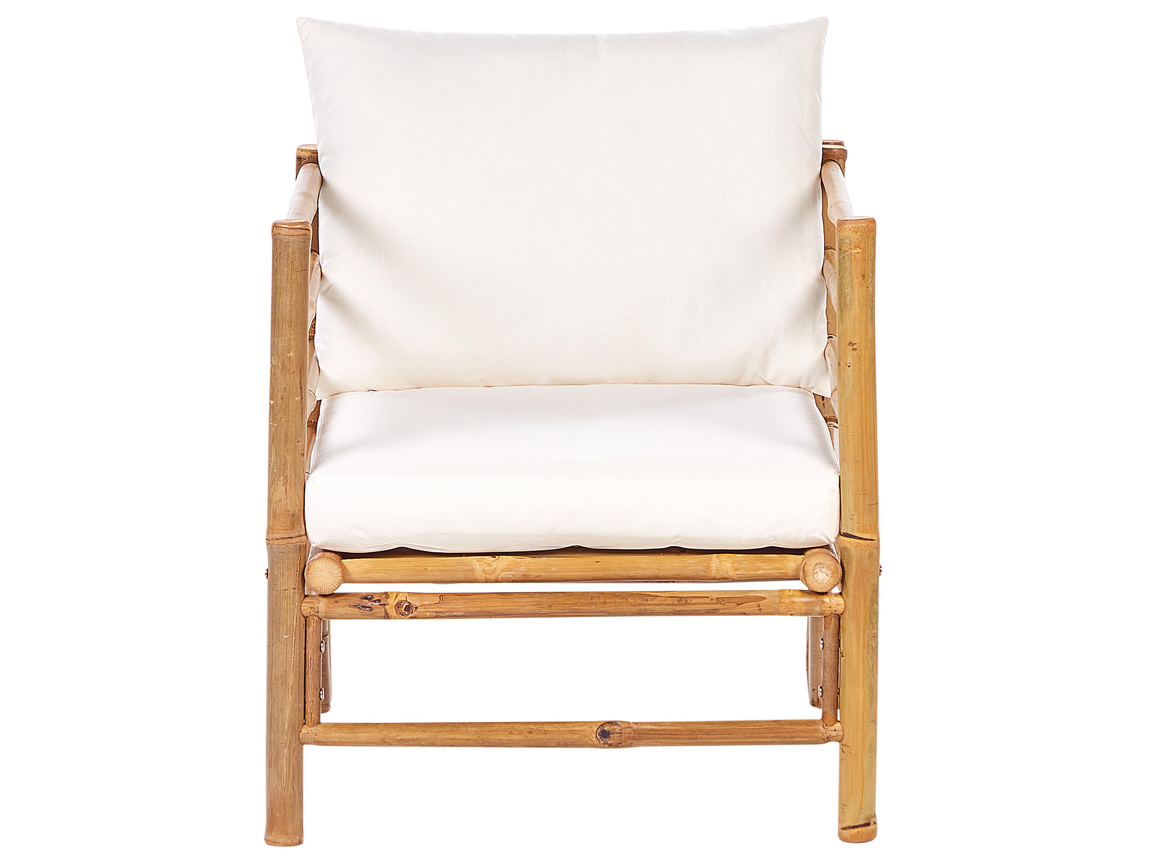 Loungeset met tafel 5-zits CERRETO linkszijdig Bamboehout Gebroken wit