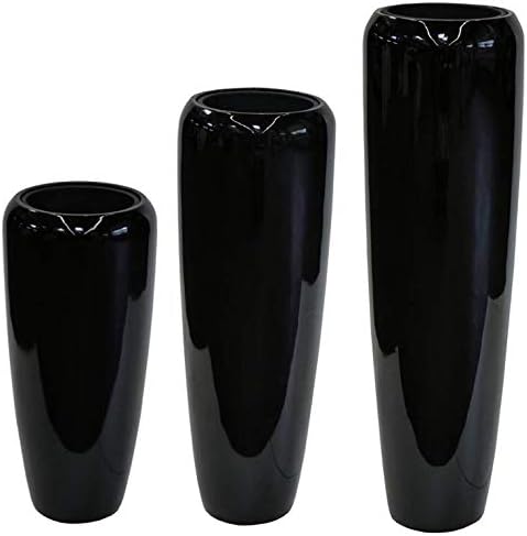 Klocke Dekorationsbedarf Moderne & Hochwertige Pflanzvase/Pflanzkübel – Medium: 100cm - Hochglanz Schwarz - Fiberglas - Mit Einsatz – Indoor & Outdoor – Wetterbeständig & Frostsicher – Vase/Kübel