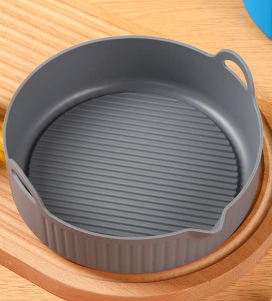 Rund Air Fryer silikonegryde 18,5 cm Grå